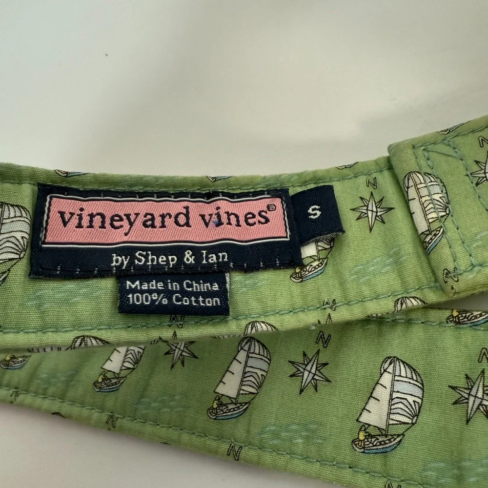 Vineyard Vines Belt Mens Small Sailboat Print Green Beach Fishing Casual Outdoor